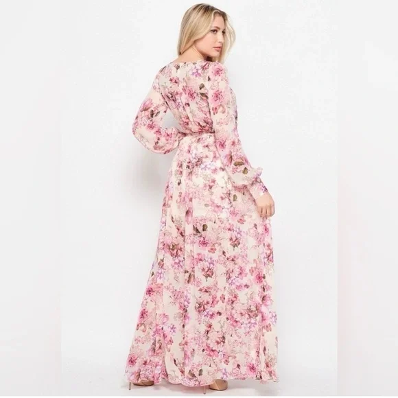 NWT Floral Pink Maxi Dress - Picture 3 of 4